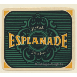 Prague / Czech Republic: Hotel Esplanade - Praha (Vintage Luggage Label)
