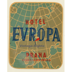 Prague / Czech Republic: Hotel Europa - Praha (Vintage Luggage Label)