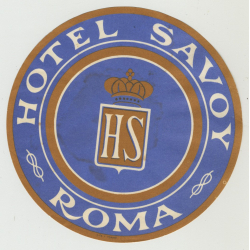 Hotel Savoy - Rome / Italy (Vintage Luggage Label)