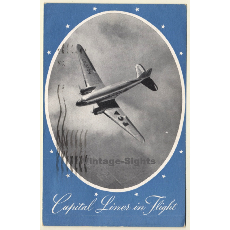 Capital Liner In Flight / Airplane - Aviation (Vintage PC 1948) Capital Liner In Flight / Airplane - Aviation (Vintage PC 1948)