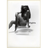 Artistic Nude Study: Longhaired Blonde On Plexiglass Table (Vintage Photo France B/W ~1980s)