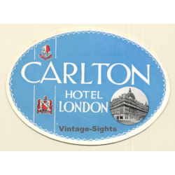 London / UK: Carlton Hotel (Vintage Luggage Label)