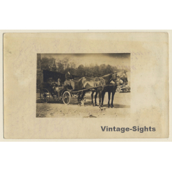 3 Men On Horse Carriage With Double Team (Vintage RPPC ~1910s)