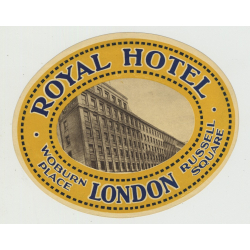 Royal Hotel - Woburn Place, Russell Square - London / England (Vintage Luggage Label)