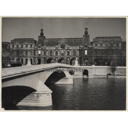 Paris / France: Le Louvre - Facade - Seine (Large Vintage Photo ~1940s/1950s)