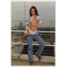 Slim Brunette Flashing Boobs & Panties On Construction Site (Vintage Photo ~1990s)