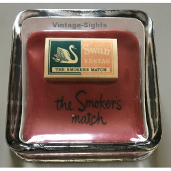 Swan Vestas 'The Smokers Match' Glass Counter Tray (UK ~1940s)