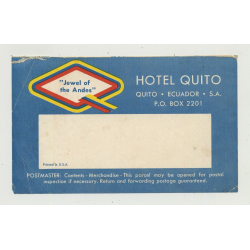 Hotel Quito - Ecuador (Vintage Luggage Label) 'Jewel Of The Andes'