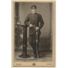 Carl Sonne / Copenhagen: Soldier In Uniform / Saber (Vintage Cabinet Card 1890s)
