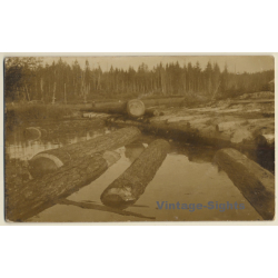 USA: Timber Rafting / Flottage Du Bois / Flösserei (Vintage RPPC)