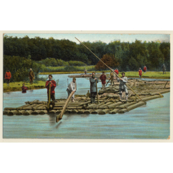 Wolga / Russia: Timber Rafting / Flottage Du Bois / Flösserei*2 (Vintage PC)