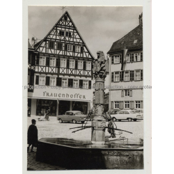 71083 Herrenberg: Marketplace, Fraunenhoffer & Fountain (Vintage Photo B/W 1962)