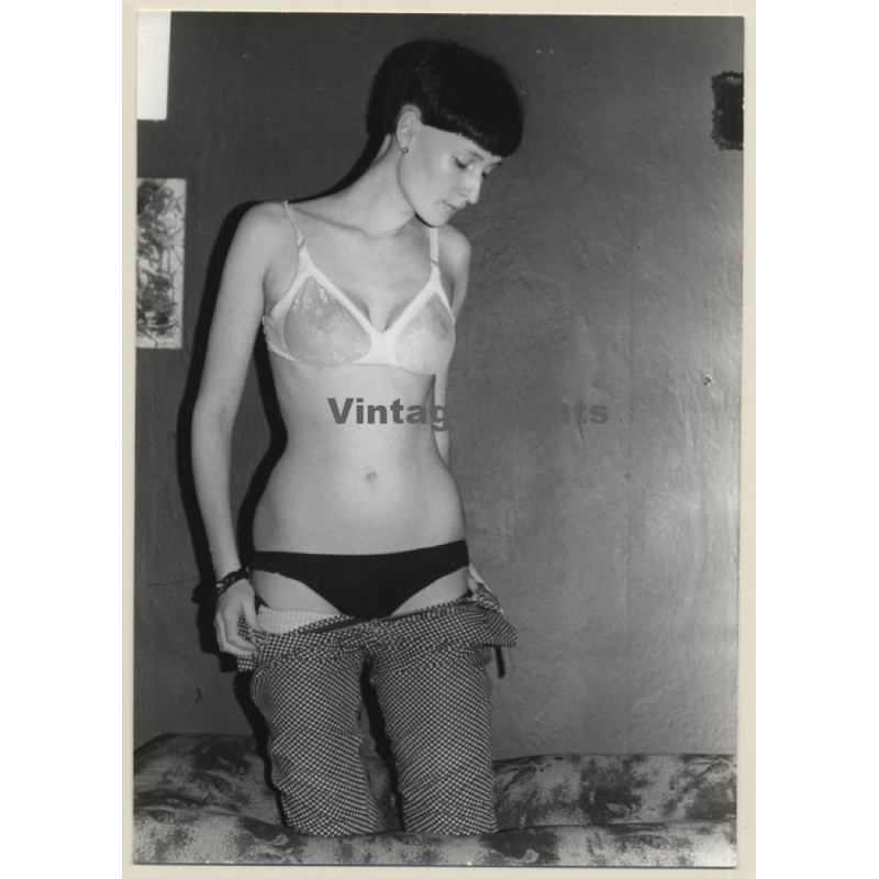 Tall Slim Shorthaired Semi Nude*3 (Vintage Photo GDR 1980s)