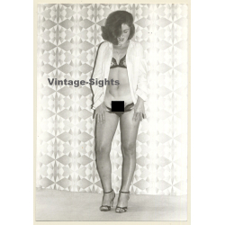 Cheeky Semi Nude Pulls Down Panties / Curtains (Vintage Photo GDR 1980s)