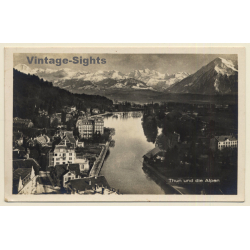 Switzerland: Thun Und Die Alpen / Mountains (Vintage RPPC ~1920s/1930s)