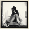 Semi Nude Dark-Skinned Female In Design Tulip Chair*5 (Vintage Contact Sheet Photo 1970s)