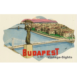 Budapest / Hungary: Liberty Statue (Vintage Luggage Label)