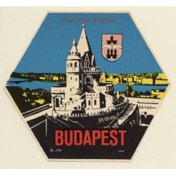 Budapest / Hungary: Church - Cathedral (Vintage Luggage Label)