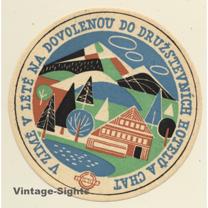 Czech Republic: Jednota Cooperative Hotels (Vintage Luggage Label)