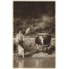 Romania: Tzigane Woman At River - Cow / Colectia A.Bellu (Vintage PC ~1930s)