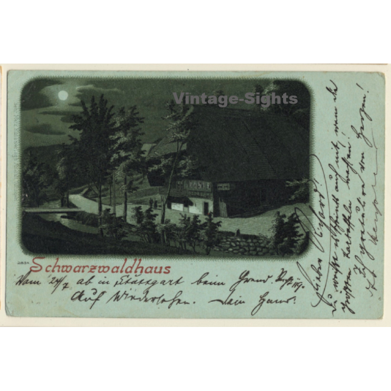 Black Forest: Schwarzwaldhaus*2 / Mondschein (Vintage PC 1900s)
