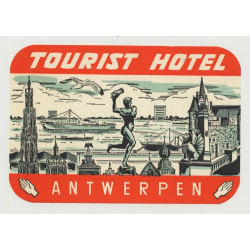 Tourist Hotel - Antwerpen / Belgium (Vintage Luggage Label)