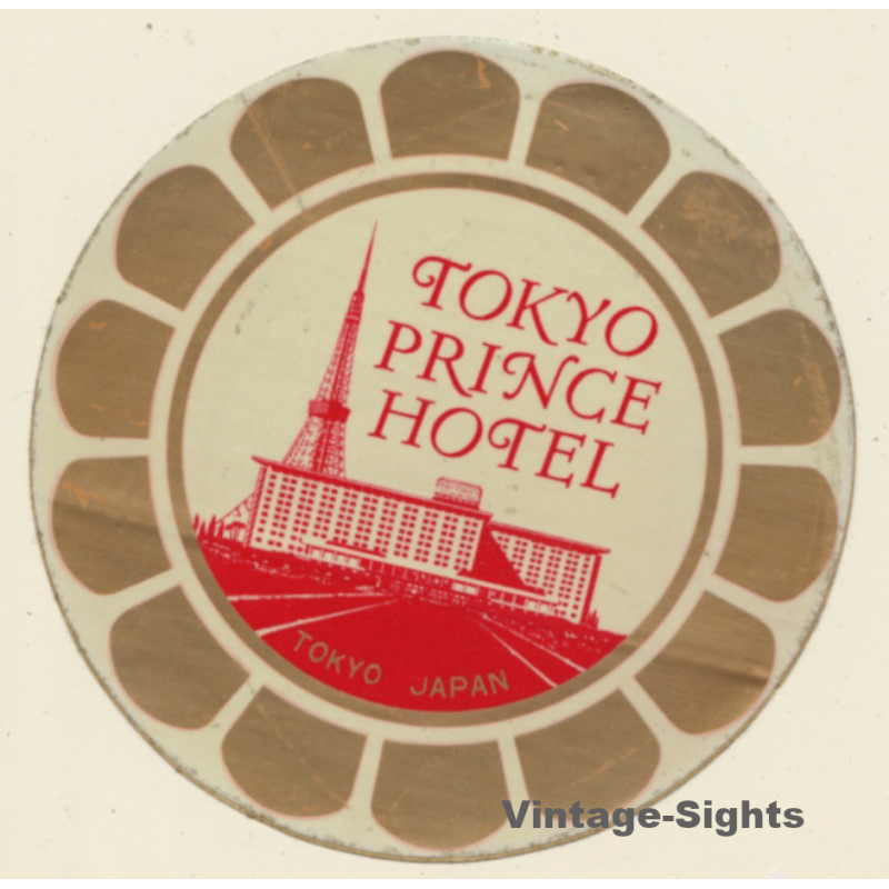 Tokyo / Japan: Tokyo Prince Hotel (Vintage Self Adhesive Luggage Label / Sticker)