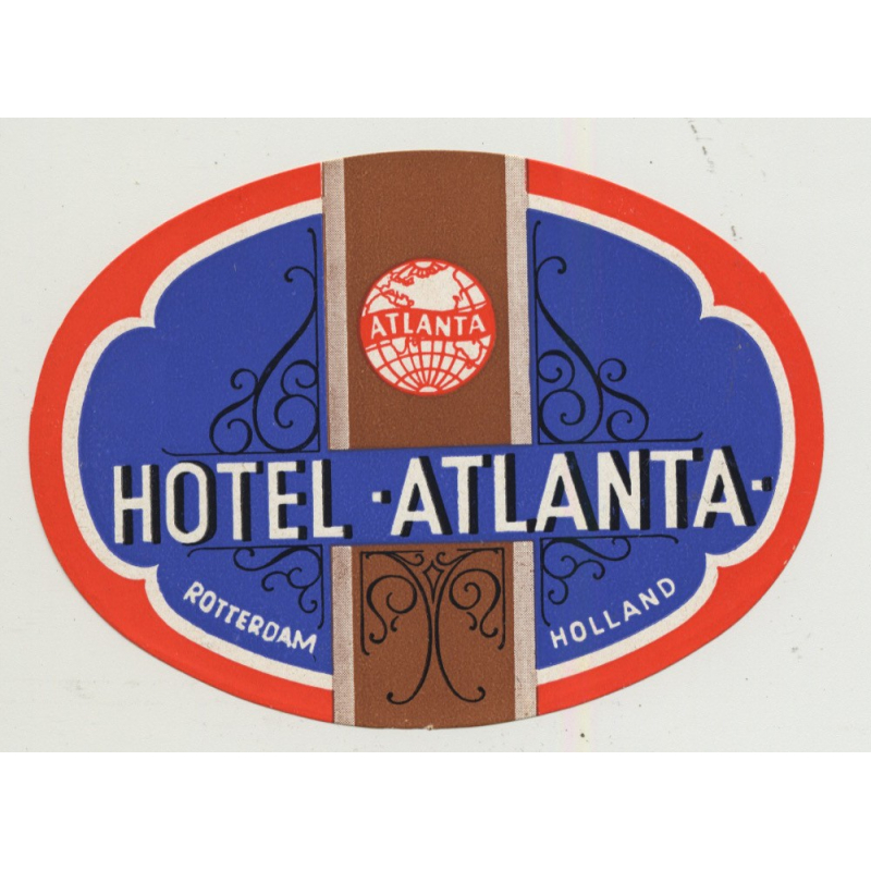 Hotel Atlanta - Rotterdam / Netherlands (Vintage Luggage Label ~ 1940s/1950s)