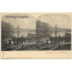 Netherlands: Holland. Am Canal In Rotterdam (Vintage Stereo PC 1900s)