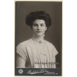 Rudolph Hahn / Berlin: Darkhaired Woman In Victorian Blouse (Vintage Cabinet Card 1900s)