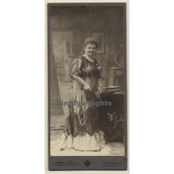 Atelier Leitner / Königsberg: Portrait Of Olga Andres / Victorian Dress (Vintage Cabinet Card 1917)