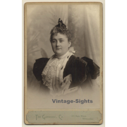 The Guttenstel., Co / Milwaukee: Portrait Of Julia Wolf / Victorian Dress (Vintage Cabinet Card 1897)