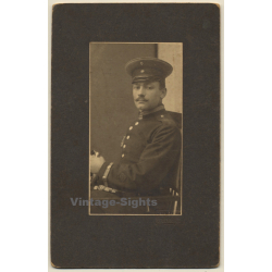 R. Vollmar / Stuttgart: German Soldier In Uniform / Moustache (Vintage Cabinet Card 1900s/1910s)