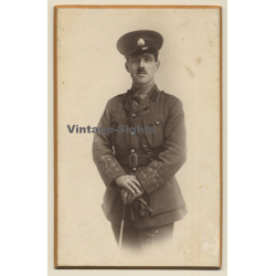 Unidentified German Soldier In Uniform (Vintage Cabinet Card 1900s/1910s)