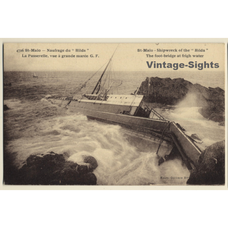Saint Malo / Côte d'Émeraude: Naufrage Du 'Hilda' / Shipwreck (Vintage PC 1910s)