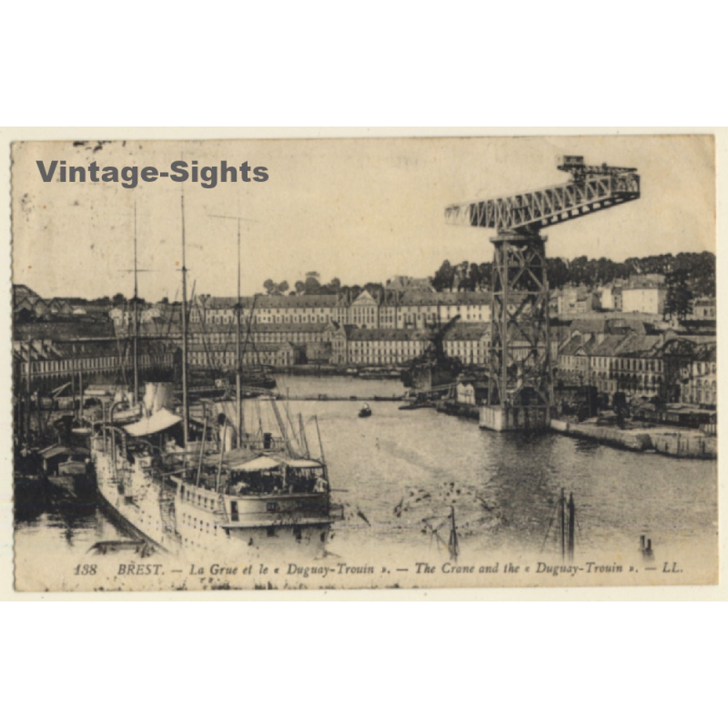 Brest: La Grue Et Le Duguay Trouin / Maritime Crane (Vintage PC 1920)
