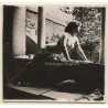 Classic Nude On Windowsill Of Mansion / Boobs (Vintage Gelatin Silver Photo ~1920s/1930s)