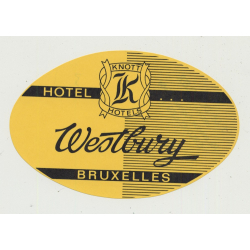 Hotel Westbury (Knott Hotels) - Bruxelles / Belgium (Vintage Luggage Label)