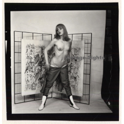 Blonde Semi Nude Undressing Herself*1 (Vintage Contact Sheet Photo 1970s/1980s)