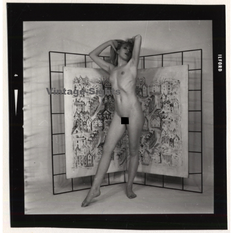 Blonde Semi Nude Undressing Herself*3 (Vintage Contact Sheet Photo 1970s/1980s)