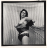 Topless Darkhaired Female In Fetish Lingerie (Vintage Contact Sheet Photo 1970s/1980s)