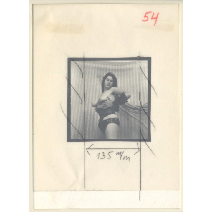 Topless Darkhaired Female In Fetish Lingerie (Vintage Contact Sheet Photo 1970s/1980s)