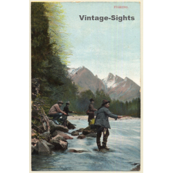 Fishing At River / Angeln Am Fluss (Vintage PC 1910s/1920s)