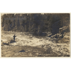 Athelstane / USA: Fishing At Wausaukee Club (Vintage RPPC 1916)