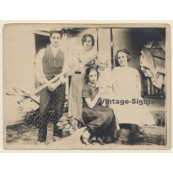 Great Take: Mallorquin Family In Patio (Vintage Gelatin Silver Photo ~1910s/1920s)