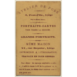 Atelier De Pose / Liège: Young Boy In Costume / Uniform (Vintage Carte De Visite / CDV ~1890s)