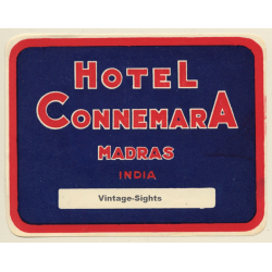 Madras / India: Hotel Connemara (Vintage Luggage Label)