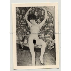 Petite Pale Nude In Lounge Chair / Bush - Armpits (Vintage Photo 2nd Gen B/W ~ 50s)