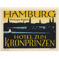 Hamburg / Germany: Hotel Zum Kronprinzen (Vintage Luggage Label)