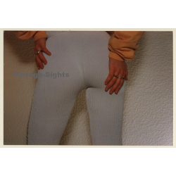 Rear View: Slim Womans' Butt In Woolen Pantyhose (Vintage Photo ~1980s)